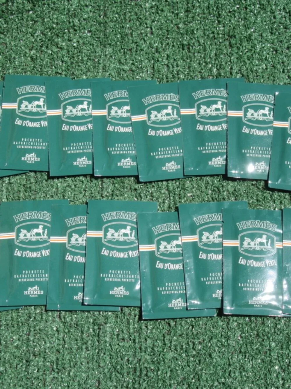 Lot of 16 Vintage Hermès Paris Eau D'Orange Verte Refreshing Pochette Packets